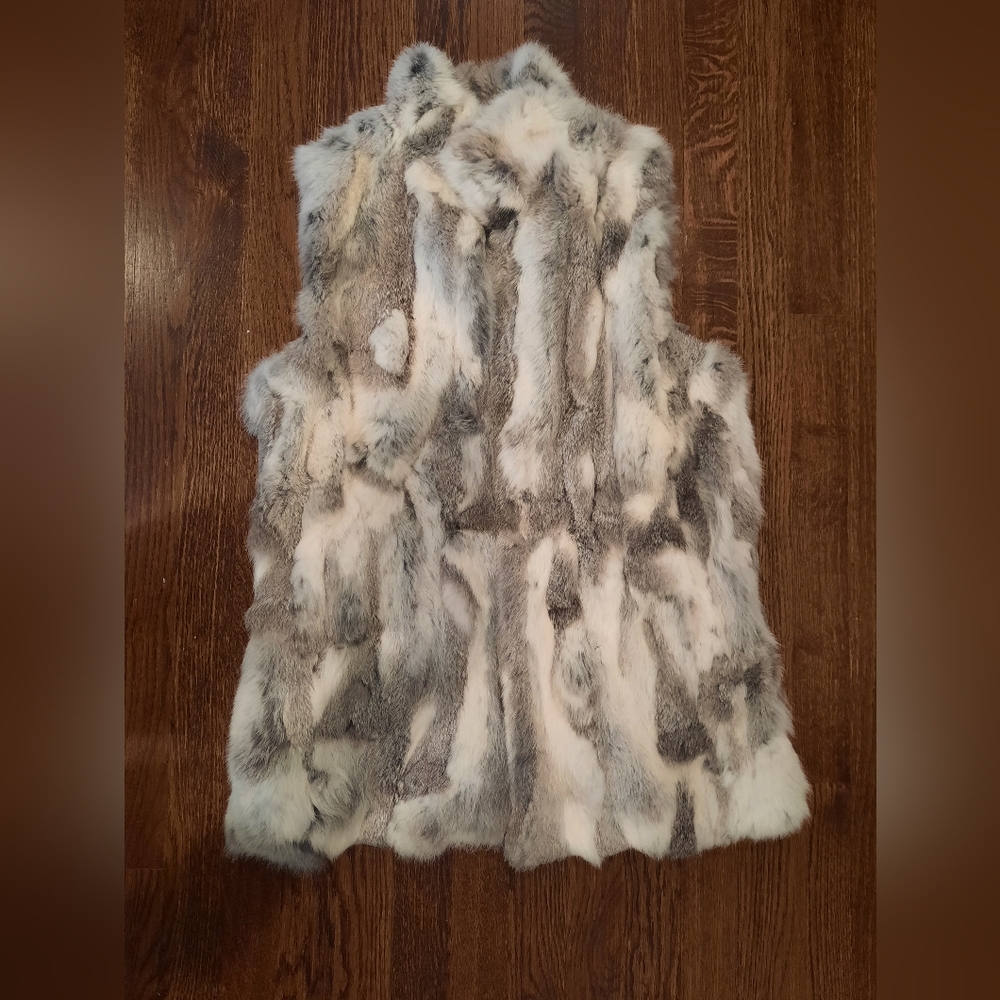 La Fiorentina Real Rabbit Fur Vest Size L in Gray NWT
